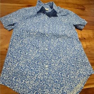 Crewcuts Blue and White Casual Button Down Shirt with Floral Print
